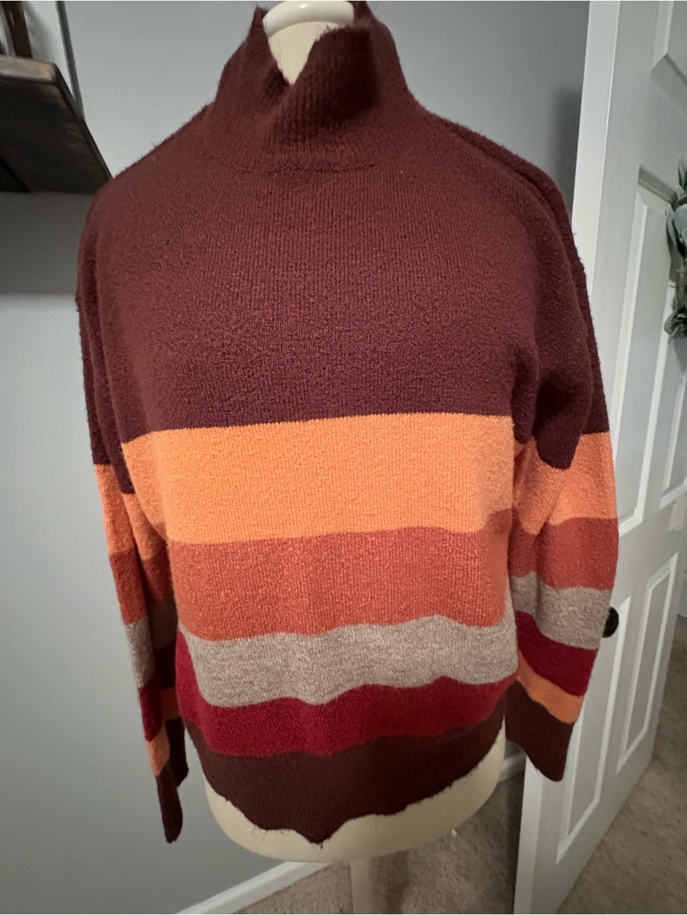 beachlunchlounge Ribbed Turtleneck Sweater in Deep Burgundy